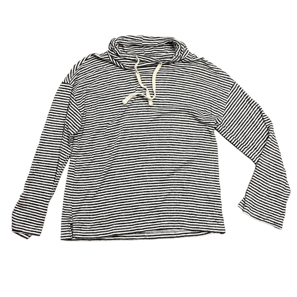 Lucky Brand Striped Cowl Neck Viscose‎ Top Women's Medium Oversized Black White